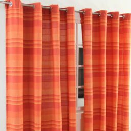 Homescapes Cotton Morocco Striped Curtain Pair - Terracotta / 137cm - thumbnail 3