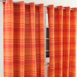 Homescapes Cotton Morocco Striped Curtain Pair - Terracotta / 137cm - thumbnail 2