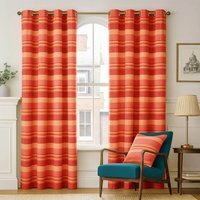 Homescapes Cotton Morocco Striped Curtain Pair - Terracotta / 137cm - thumbnail 1