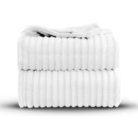 Snug Soft Chunky Ribbed Cord Plush Throw Blanket - White / 150x200