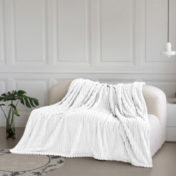 Snug Soft Chunky Ribbed Cord Plush Throw Blanket - White / 150x200 - thumbnail 3