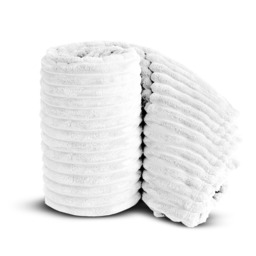 Snug Soft Chunky Ribbed Cord Plush Throw Blanket - White / 150x200 - thumbnail 5