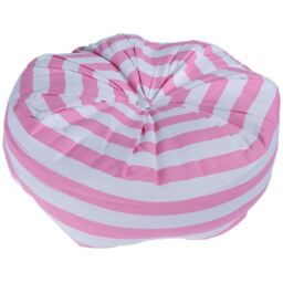 Striped Pleated Round Floor Cushion - Pink White - thumbnail 3