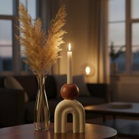 Utica Candle Holder With Cream Base - Cream