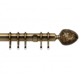 35mm Fixed Length Metal Curtain Pole Set Antique Brass Alexia Finial - Antique Brass / 290cm - thumbnail 2