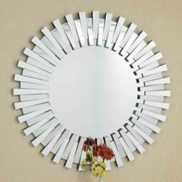 MirrorOutlet Sunburst All Glass Stylised Decorative Mirror 120 x 120cm - Silver - thumbnail 2