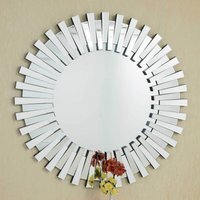 MirrorOutlet Sunburst All Glass Stylised Decorative Mirror 120 x 120cm - Silver