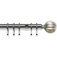 25-28mm Dynasty End Satin Silver Metal Curtain Pole Set - Silver / 200cm - image 1