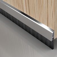 Chrome Draught Excluder Premium Door Strip Brush Seal Concealed Fixings 914mm - Grey - image 1