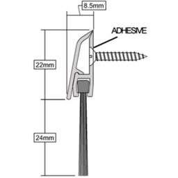 Chrome Draught Excluder Premium Door Strip Brush Seal Concealed Fixings 914mm - Grey - thumbnail 3