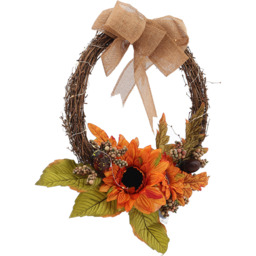 Thanksgiving Halloween LED Sunflower Door Wreath - Orange - thumbnail 4