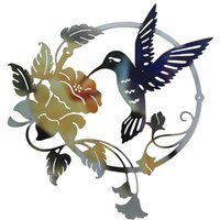 Metal Hummingbird Indoor or Outdoor Wall Decoration - Yellow - image 1