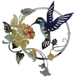 Metal Hummingbird Indoor or Outdoor Wall Decoration - Yellow - thumbnail 2