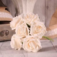 Bunch of 6 Small Foam Tea Roses  - Ivory