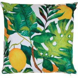 Lemon Leaf Print Indoor and Outdoor Cushion - Yellow - thumbnail 3