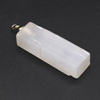 Selenite Natural Pendant for Spiritual Healing, Unique Jewelry - Grey