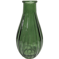 Green Bottle Bud Vase - Grooved Finish - image 1