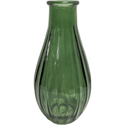 Green Bottle Bud Vase - Grooved Finish - thumbnail 2