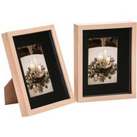 "3D Box Photo Frame - 8x10"" with 4 x 6"" Mount - Pack of 2 - Light Wood/Black" - image 1