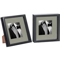 "3D Box Photo Frame - 8x8"" with 4 x 4"" Mount - Pack of 2 - Black/Grey" - thumbnail 1