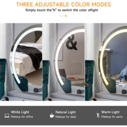 Hollywood Round LED Makeup Mirror - White - thumbnail 5