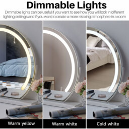 Hollywood Round LED Makeup Mirror - White - thumbnail 4