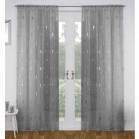 Pair of Birch Grey Metallic Tree Print Sheer Voile Panels - Grey / 229cm - image 1