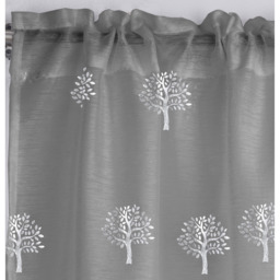 Pair of Birch Grey Metallic Tree Print Sheer Voile Panels - Grey / 229cm - thumbnail 3