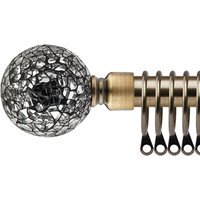 16-19mm Mirrored Extendable Durable Metal Curtain Pole Set - Brass / 160cm