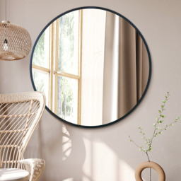 "The Fenestra - Black Edged Circular Modern Wall Mirror 39"" - Black" - thumbnail 3