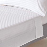 330 Thread Count Egyptian Cotton Flat Sheet with Satin Stripes - White / Single - image 1