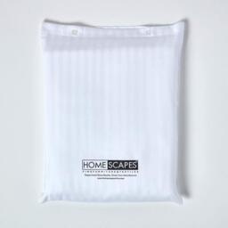 330 Thread Count Egyptian Cotton Flat Sheet with Satin Stripes - White / Single - thumbnail 2