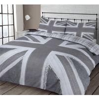 Reversible Proud Union Jack Duvet Set - Grey / King - thumbnail 1
