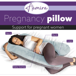 Aamira Dark Grey U-Shaped Pregnancy Pillow Memory Foam Full Body - Blue & Grey - thumbnail 2