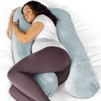 Aamira Dark Grey U-Shaped Pregnancy Pillow Memory Foam Full Body - Blue & Grey