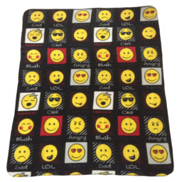 Fun Emoji Expressions Soft Plush Polar Fleece Blanket - Black - thumbnail 2