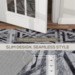 HOMCOM Non Slip Washabl Chenille Rug  - Black / 170L x 120W x 0.5H cm - thumbnail 4