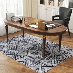 HOMCOM Non Slip Washabl Chenille Rug  - Black / 170L x 120W x 0.5H cm - thumbnail 2