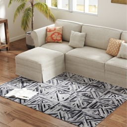 HOMCOM Non Slip Washabl Chenille Rug  - Black / 170L x 120W x 0.5H cm - thumbnail 3