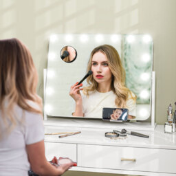 HOMCOM Rotation Hollywood LED Vanity Mirror with Magnifier - White - thumbnail 2