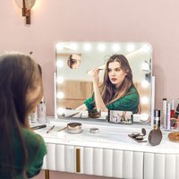 HOMCOM Rotation Hollywood LED Vanity Mirror with Magnifier - White