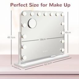 HOMCOM Rotation Hollywood LED Vanity Mirror with Magnifier - White - thumbnail 3