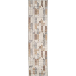 Neutral Beige Retro Geometric Living Area Rug - Beige / 240 x 60cm - thumbnail 2