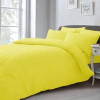 Soft Touch Plain Microfibre Duvet Cover and Pillowcase Set - Yellow / King - image 1