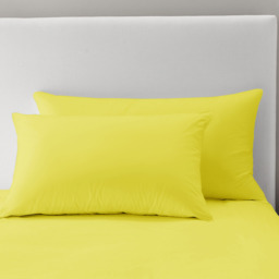 Soft Touch Plain Microfibre Duvet Cover and Pillowcase Set - Yellow / King - thumbnail 2