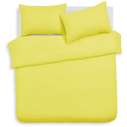 Soft Touch Plain Microfibre Duvet Cover and Pillowcase Set - Yellow / King - thumbnail 5