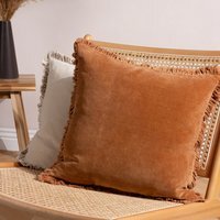 Bertie Cotton Velvet Cushion - Rust / Polyester Filled / Machine Washable (30 degrees max), Low Tumble Dry, Cool Iron.
