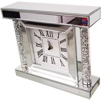 Wall Clock Roman Numbers Pillars Diamante - Silver