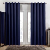 Plain Blackout Thermal Eyelet Curtains - Blue / 167cm / 38cm / 228cm - image 1