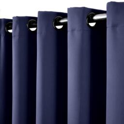 Plain Blackout Thermal Eyelet Curtains  - Blue / 167cm / 38cm / 228cm - thumbnail 3